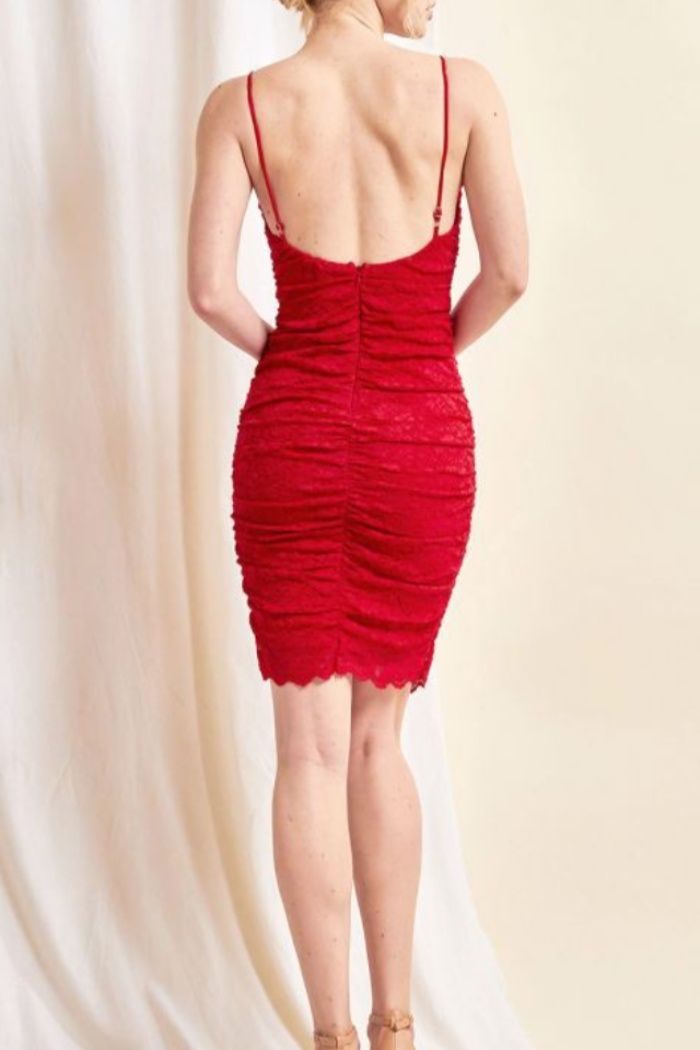 Style D2459 Lena Size 2 Lace Red Cocktail Dress on Queenly