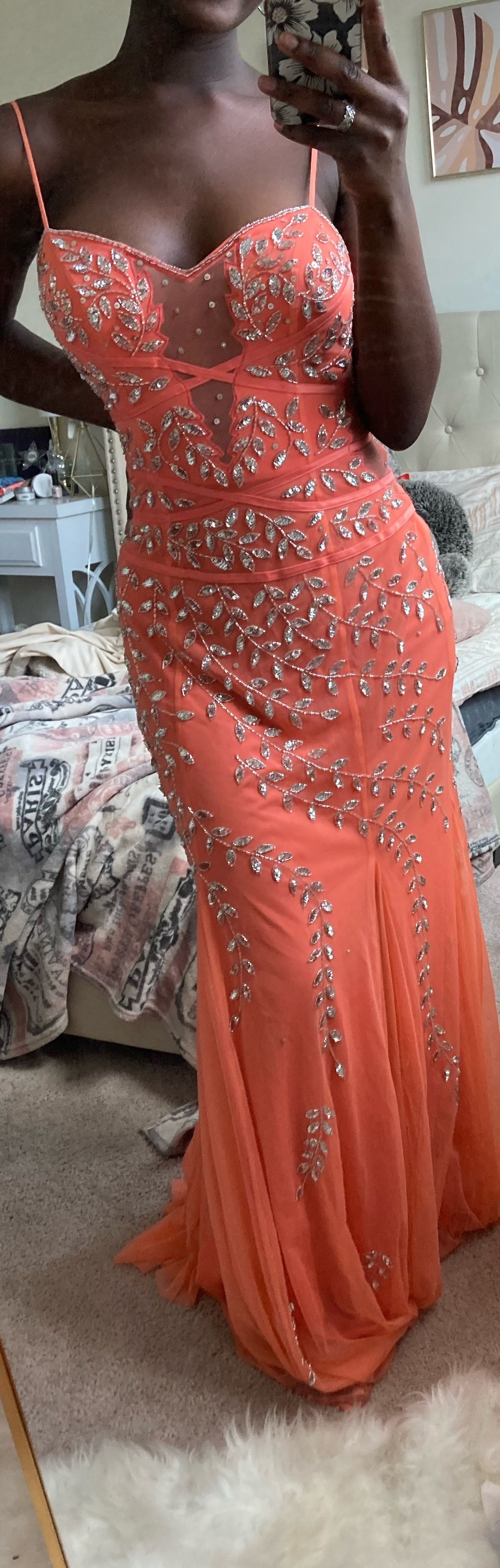 David's Bridal Size 8 Prom Orange Mermaid Dress on Queenly