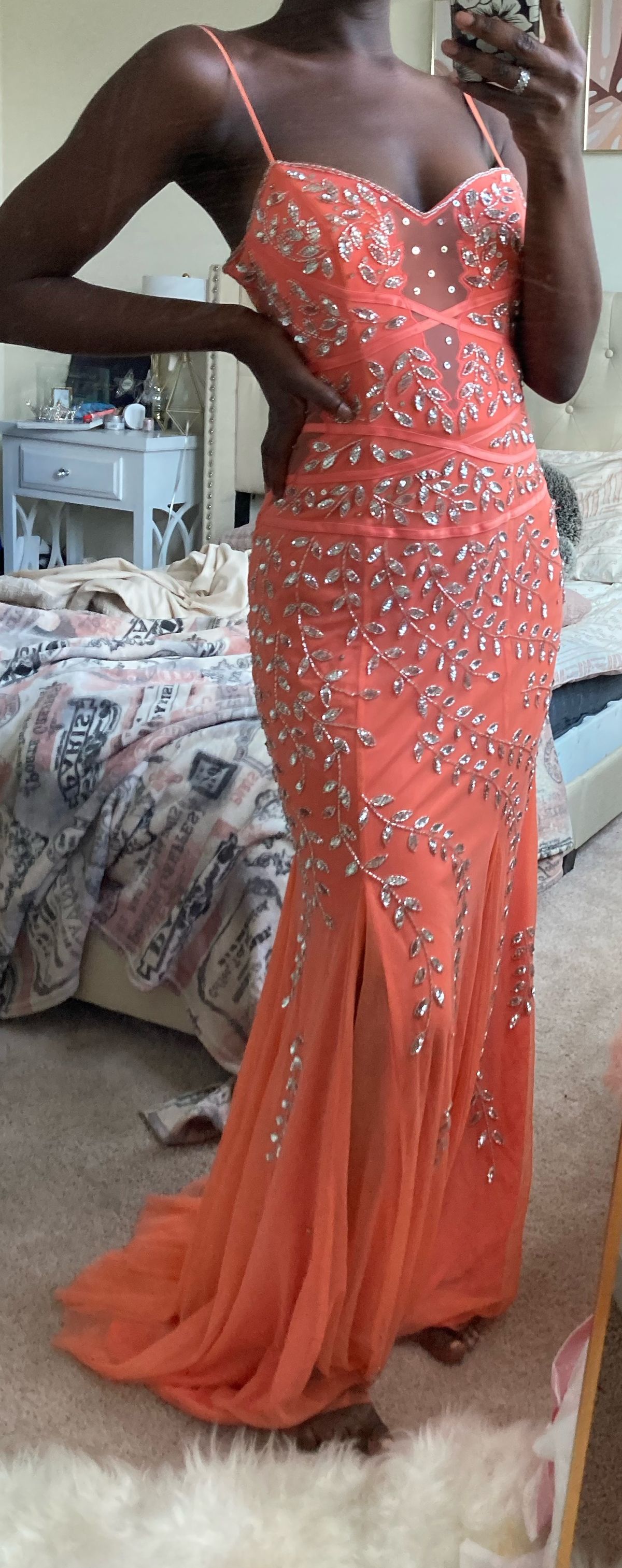 David's Bridal Size 8 Prom Orange Mermaid Dress on Queenly