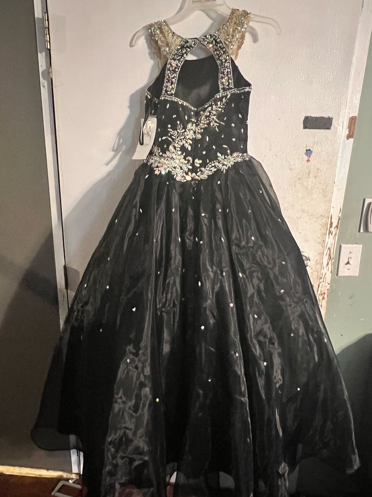 Girls Size 10 Pageant Black Ball Gown on Queenly