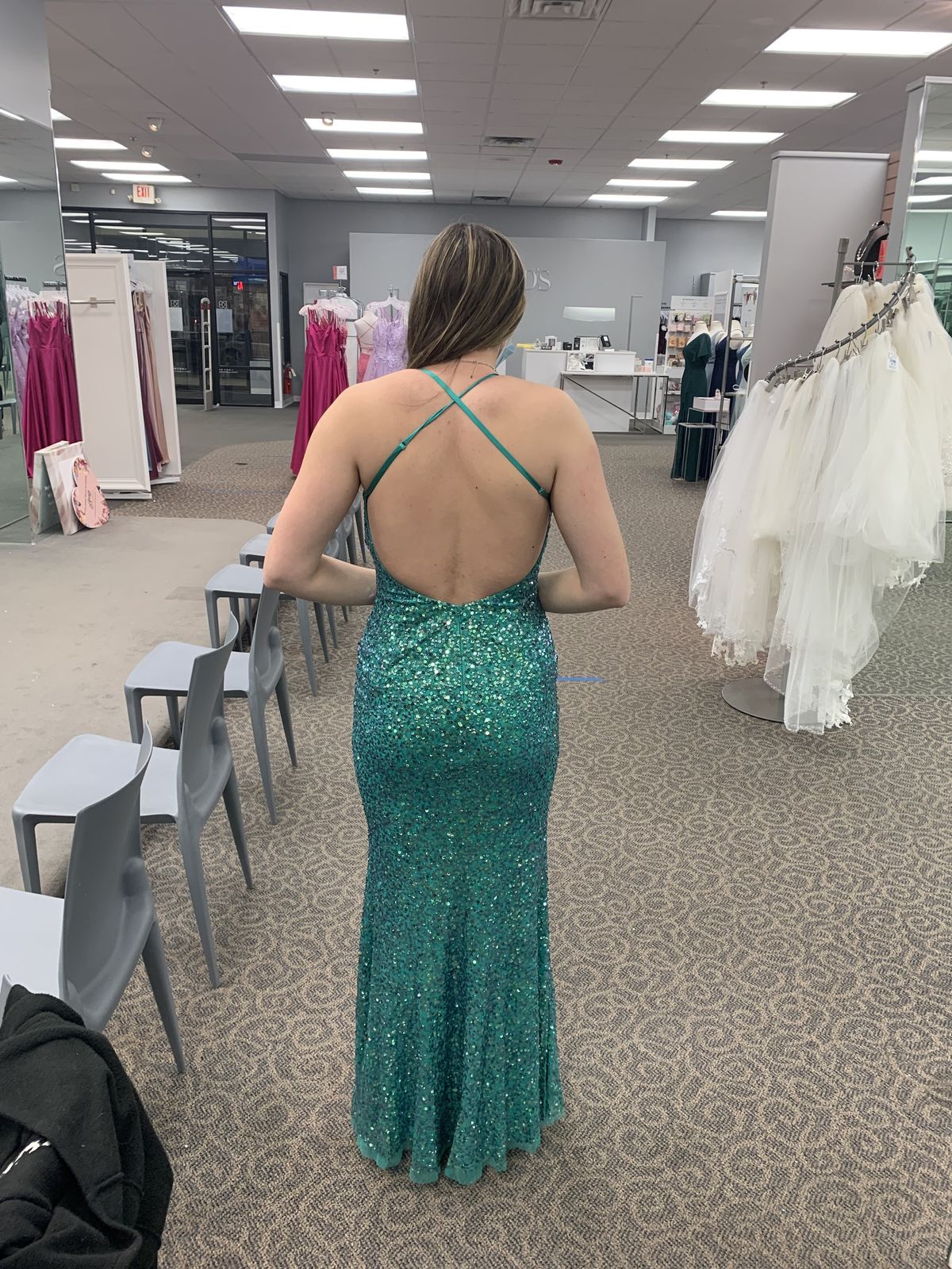 Jules and Cleo Size 6 Prom Sequined Green Side Slit Dress on Queenly
