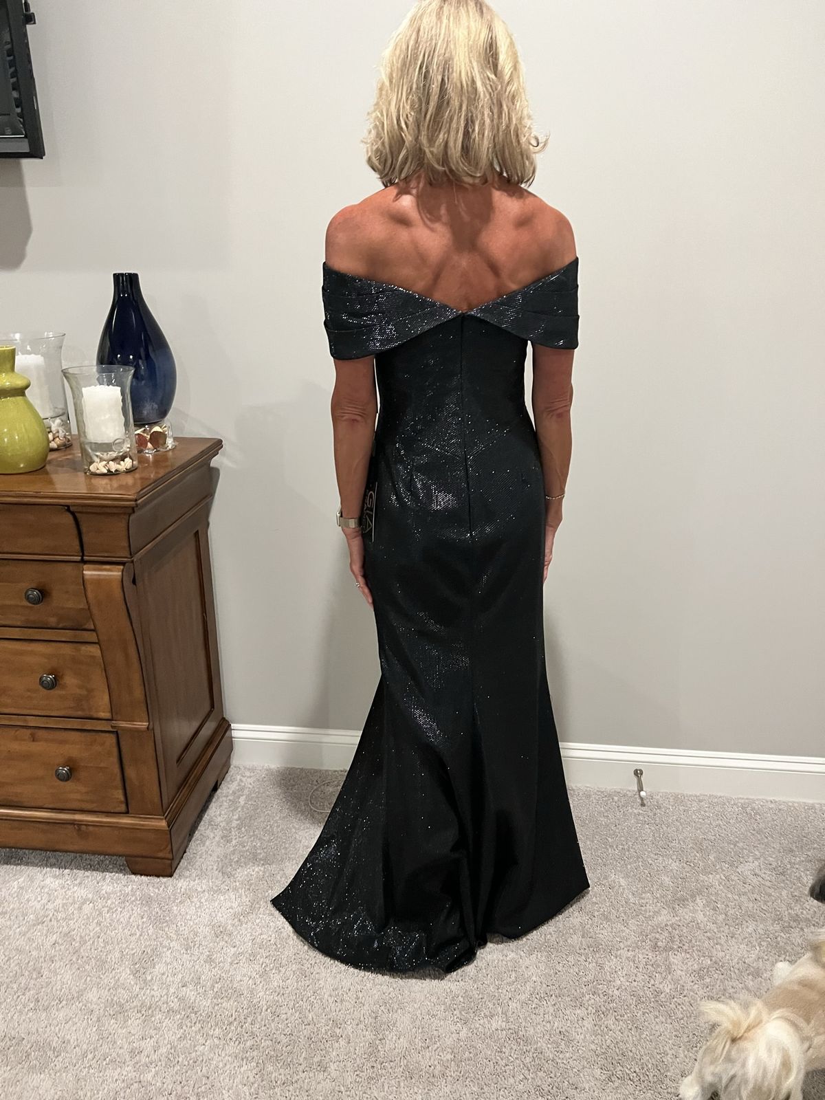 Style 12155 Gia Franco Size 6 Navy Black Ball Gown on Queenly