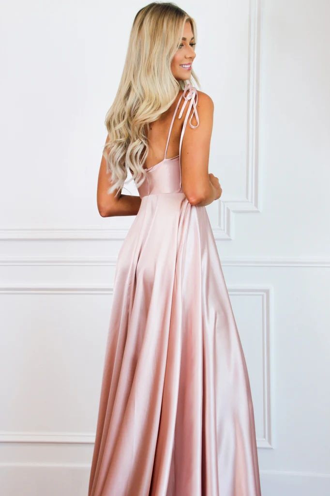 Bella and Bloom Size 8 Prom Satin Light Pink A-line Dress on Queenly