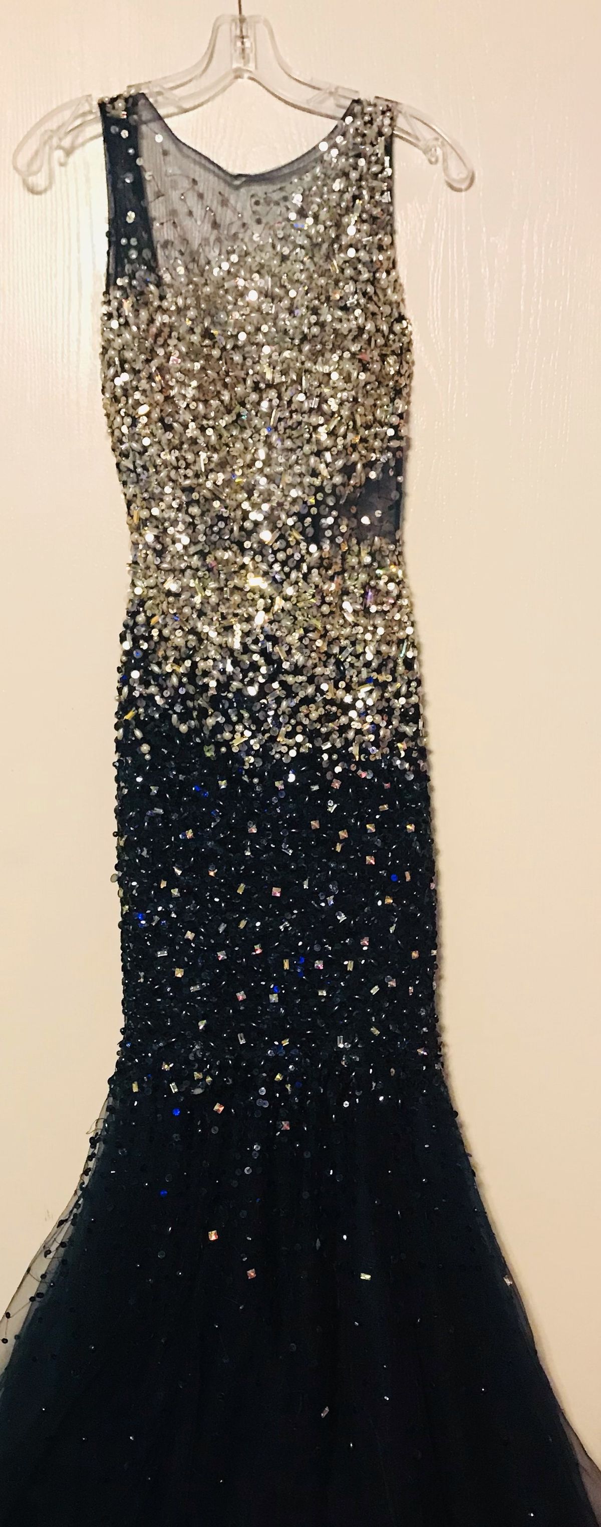 Alyce Paris Size 8 Prom Sequined Navy Blue Mermaid Dress on Queenly
