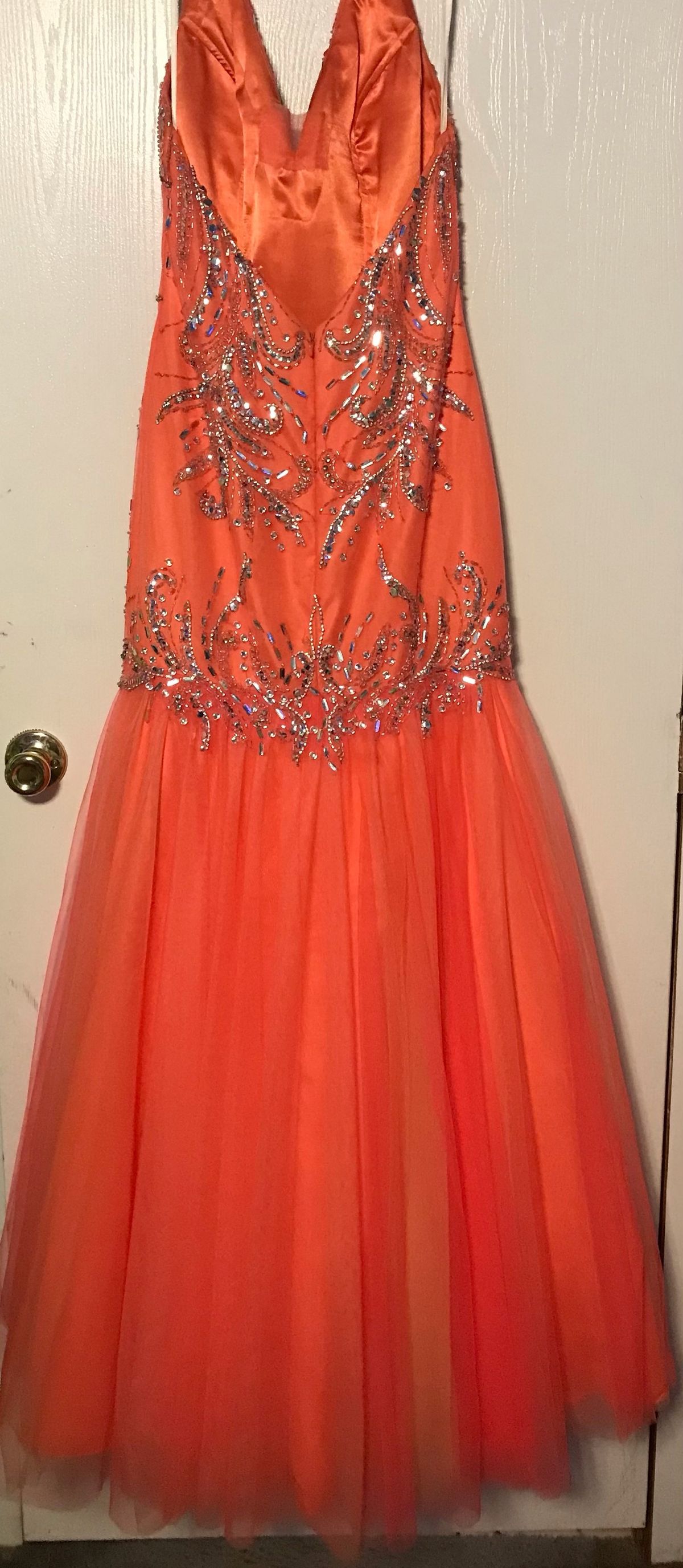 Size 10 Prom Orange Mermaid Dress on Queenly