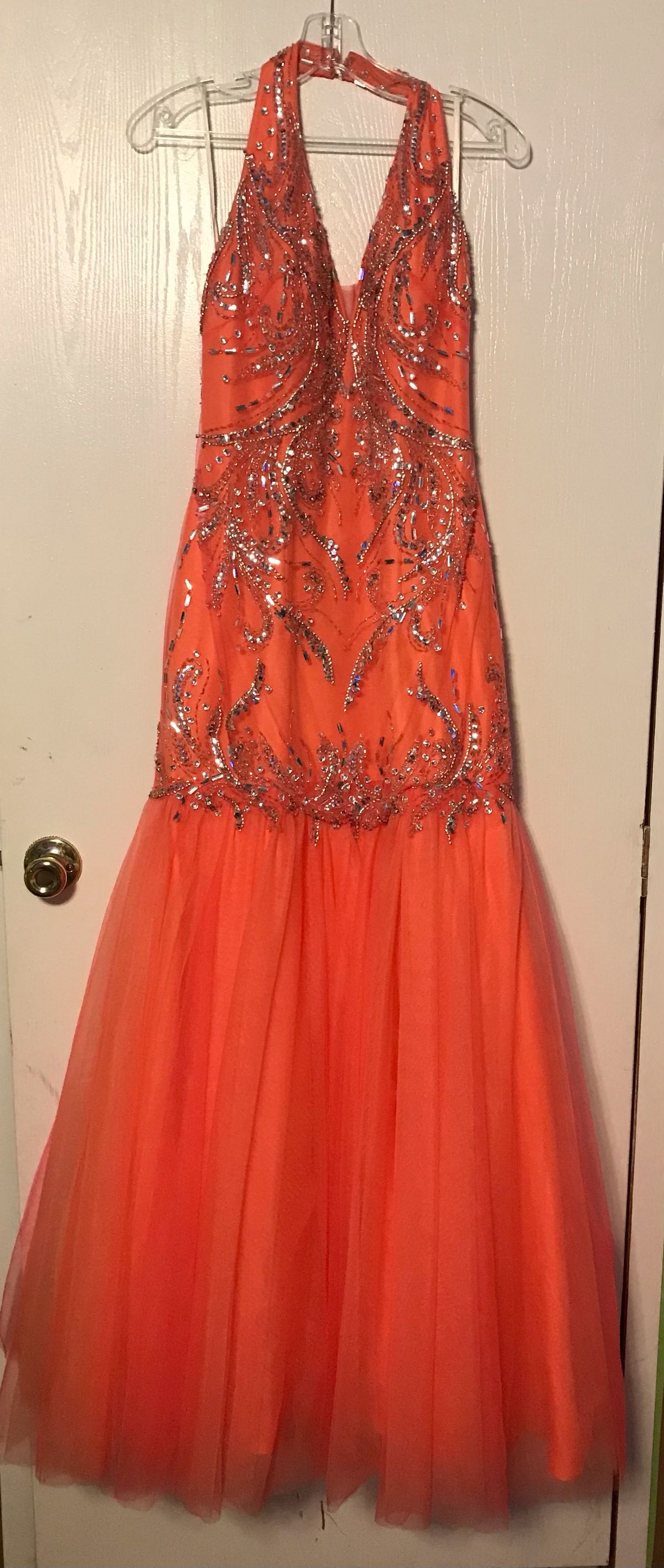Size 10 Prom Orange Mermaid Dress on Queenly