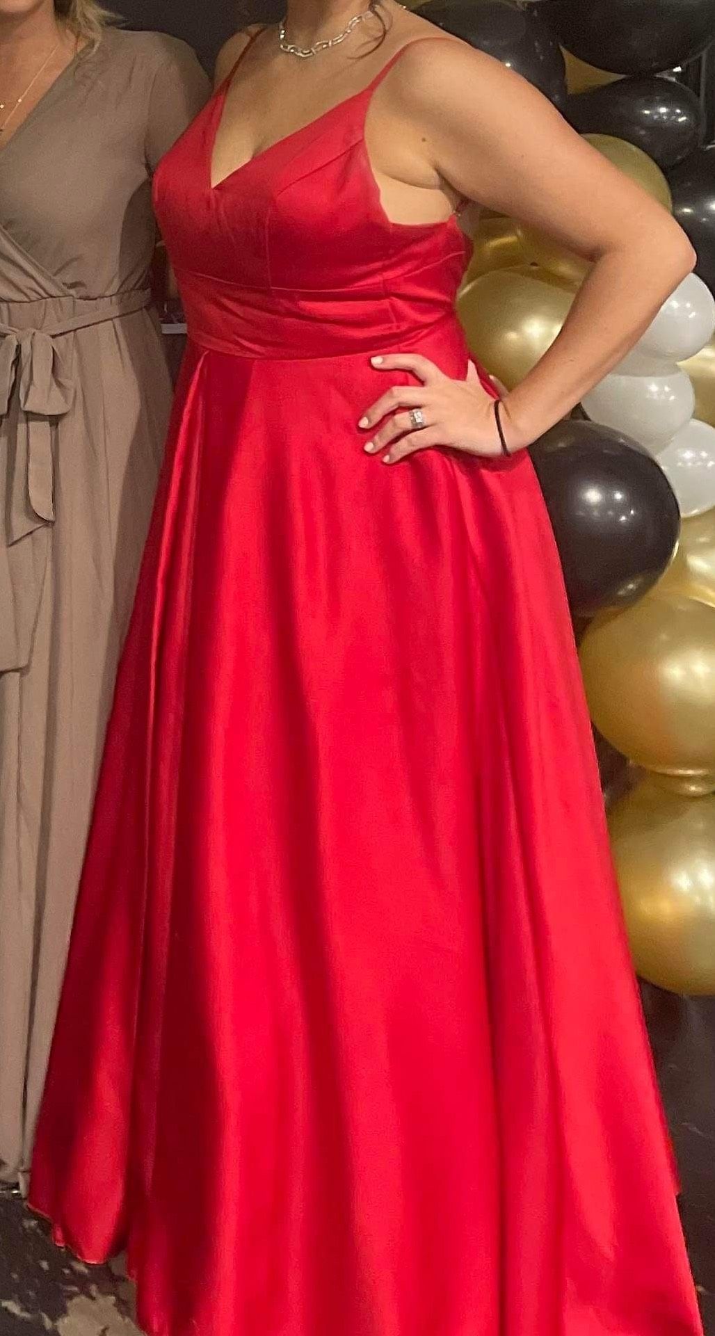 Size 14 Prom Red A-line Dress on Queenly