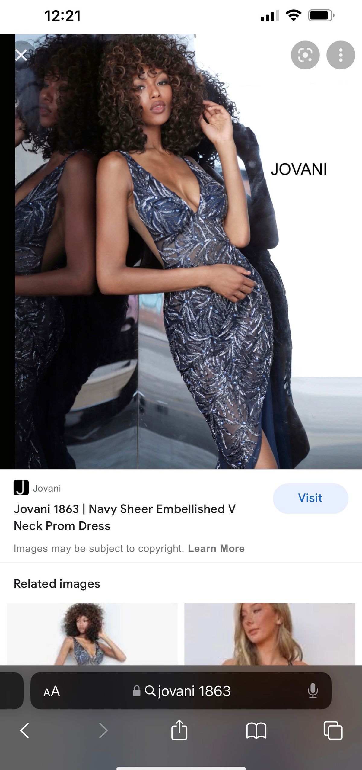 Jovani Size 4 Prom Plunge Sheer Blue Side Slit Dress on Queenly