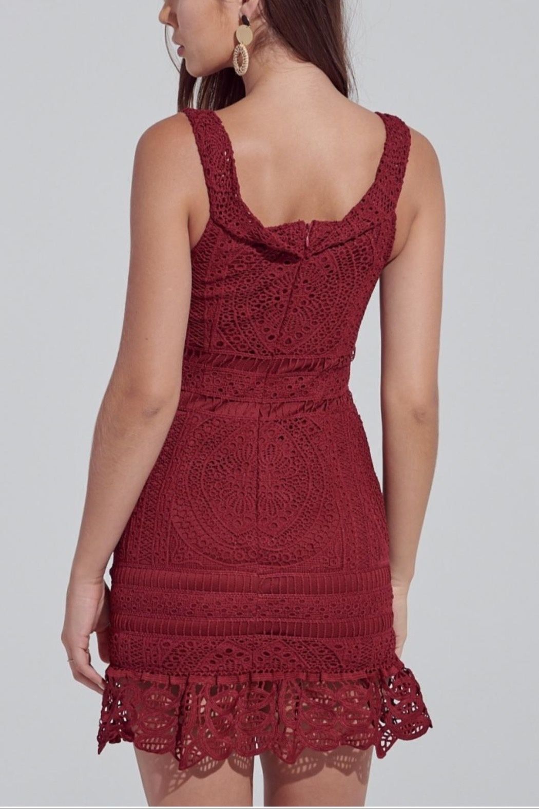 Style IBD96131 Blue Blush Size 6 Lace Burgundy Red Cocktail Dress on Queenly
