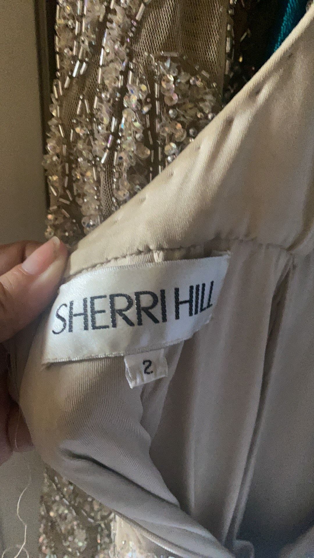 Sherri Hill Size 2 Prom Plunge Sequined Nude Formal Jumpsuit on Queenly