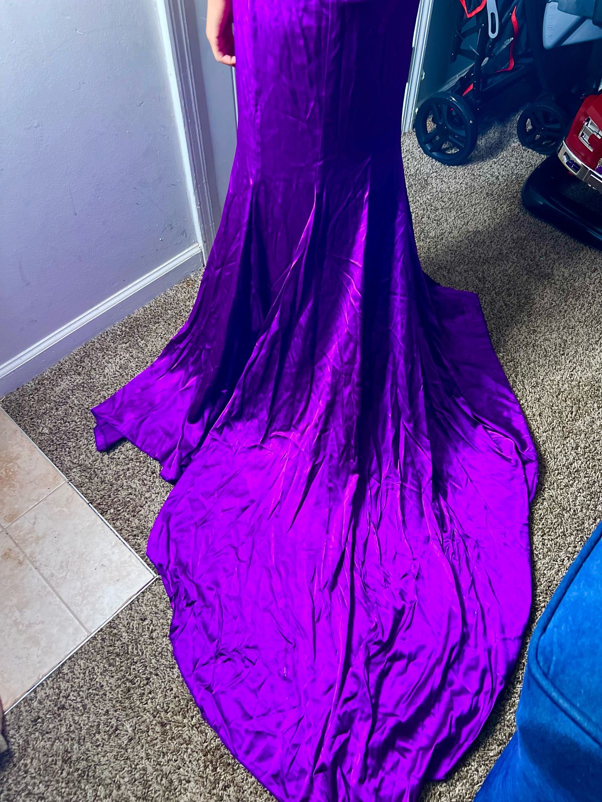 Aloi designs Size 4 Prom Satin Purple Mermaid Dress on Queenly