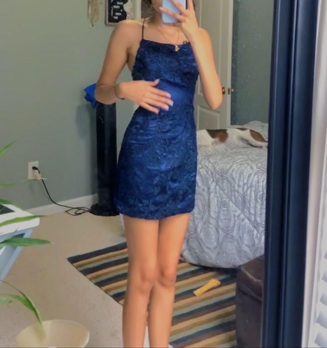 Sherri Hill Size 0 Homecoming Navy Blue A-line Dress on Queenly