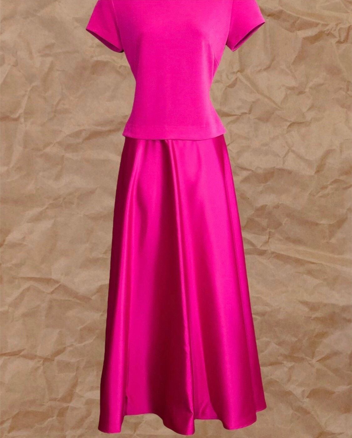Vintage Bari Jay Size 6 Prom Satin Pink A-line Dress on Queenly