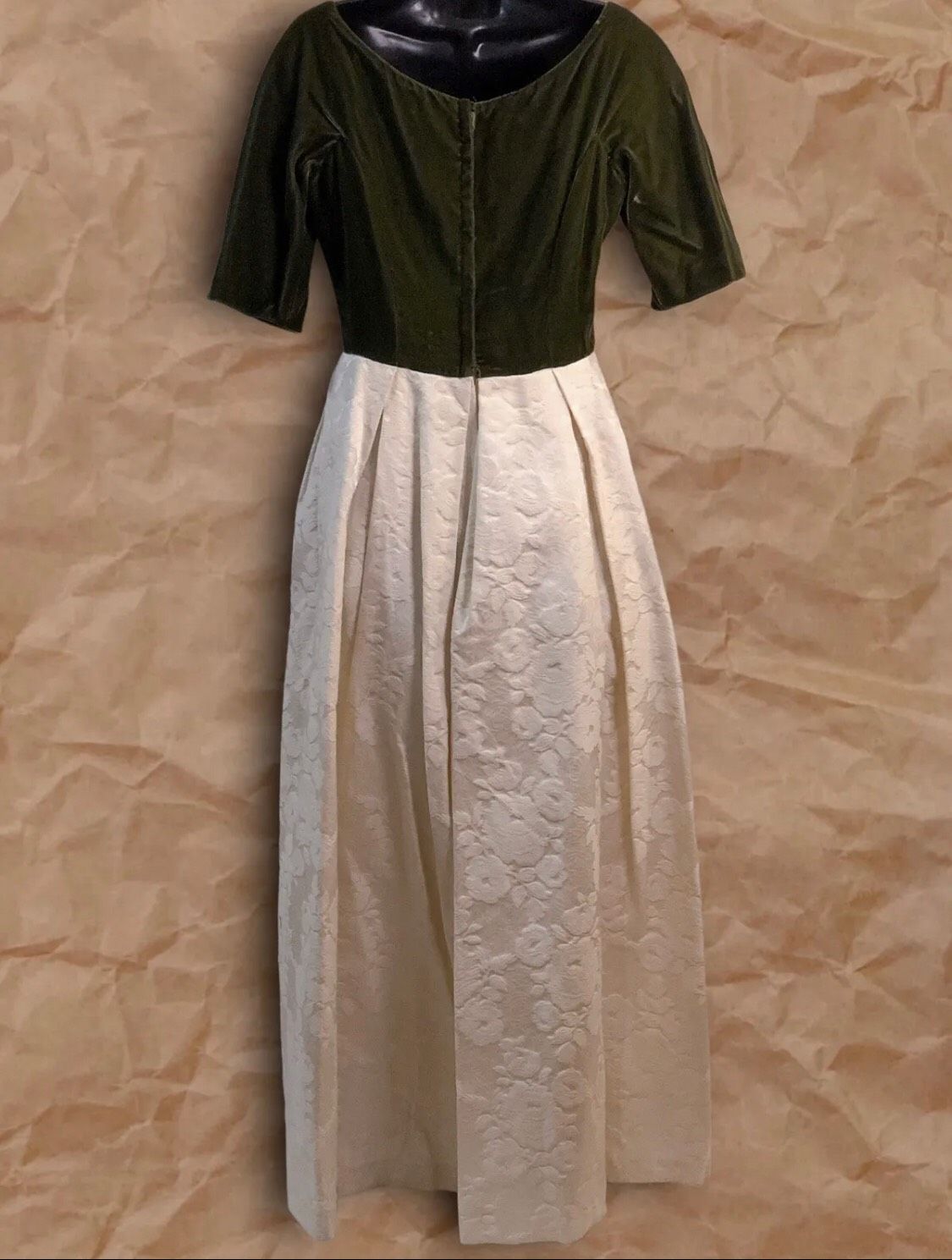 Vintage Handmade Size 8 Prom Velvet Green Ball Gown on Queenly