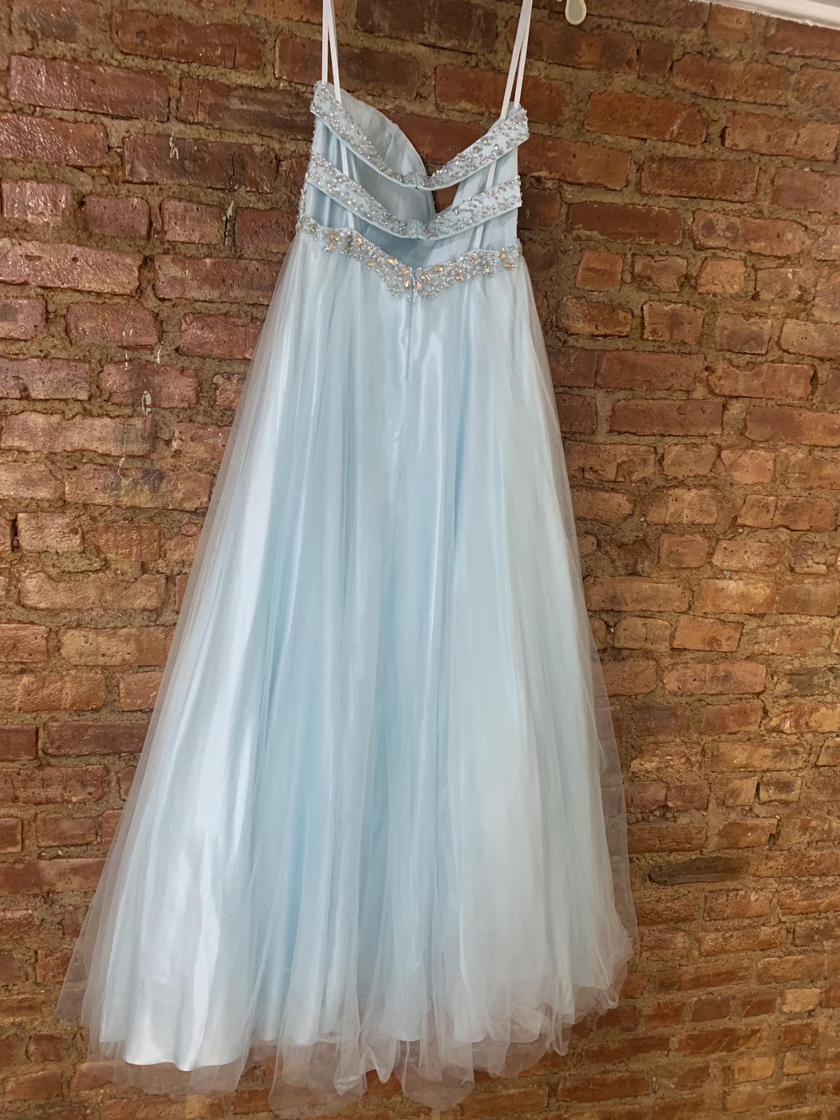 Cecily Brown Size 6 Prom Strapless Sequined Light Blue Ball Gown on Queenly