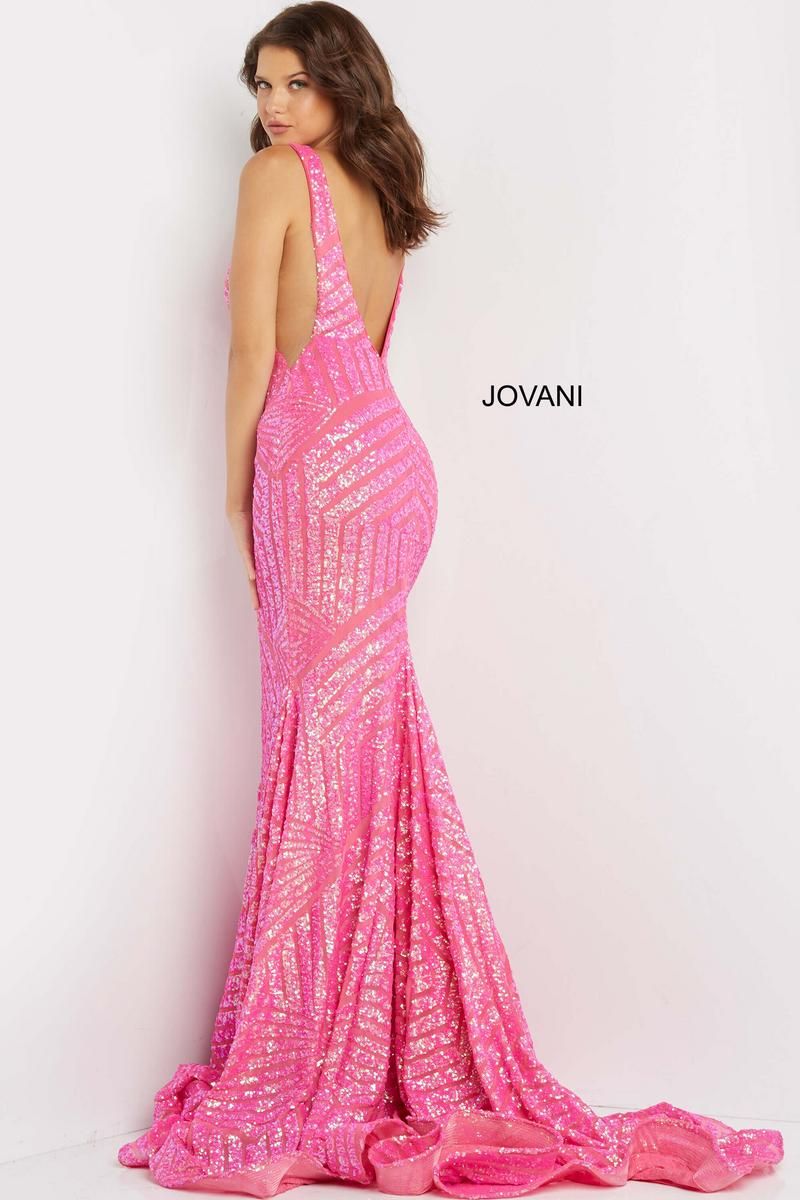 Style 59762 Jovani Size 0 Pageant Sequined Pink Mermaid Dress on Queenly