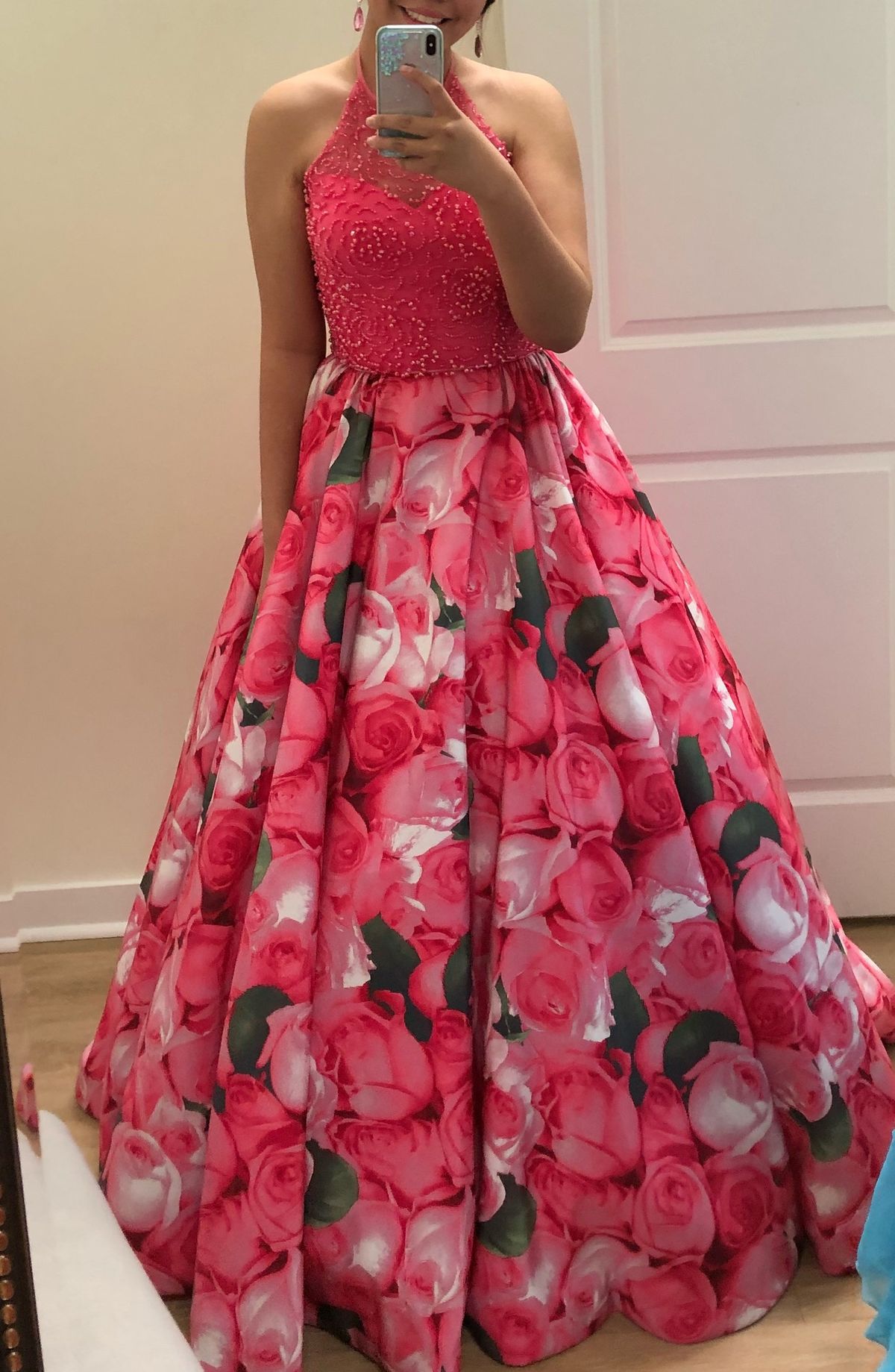 Sherri Hill Size 12 Prom High Neck Hot Pink Ball Gown on Queenly