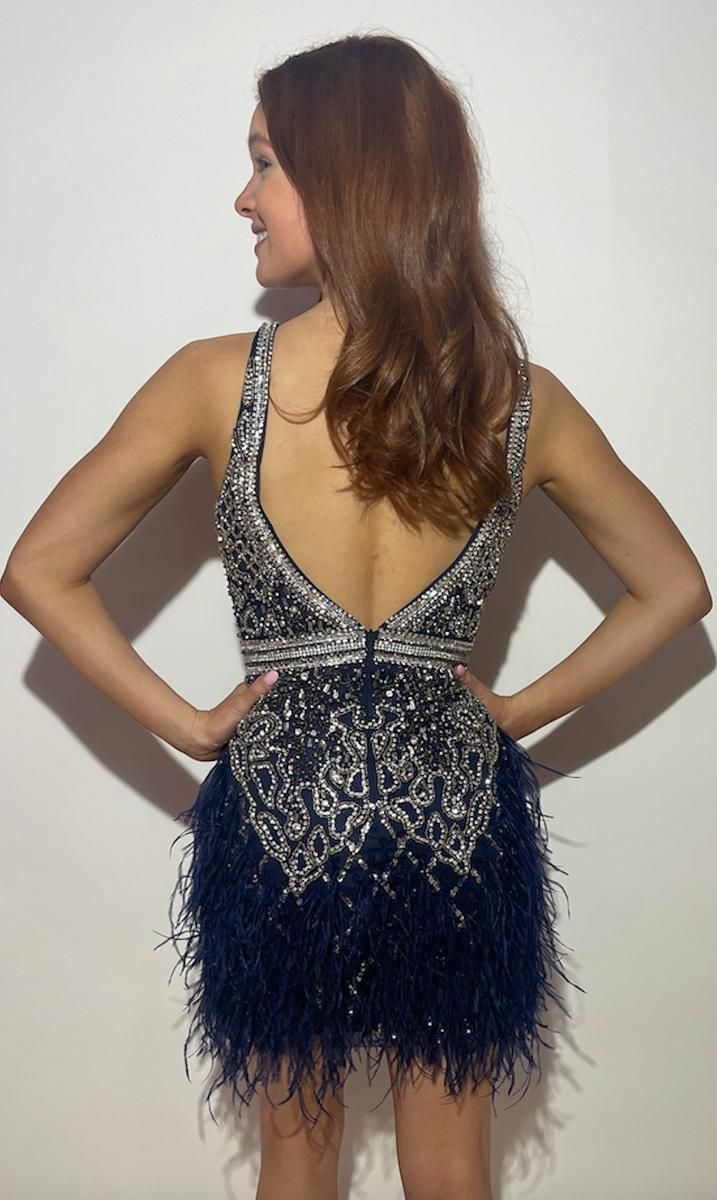 Style 1100 Jasz Couture Size 10 Homecoming Navy Blue Cocktail Dress on Queenly