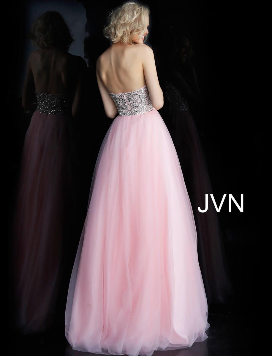 Style JVN52131 Jovani Size 4 Prom Strapless Sequined Light Pink Ball Gown on Queenly
