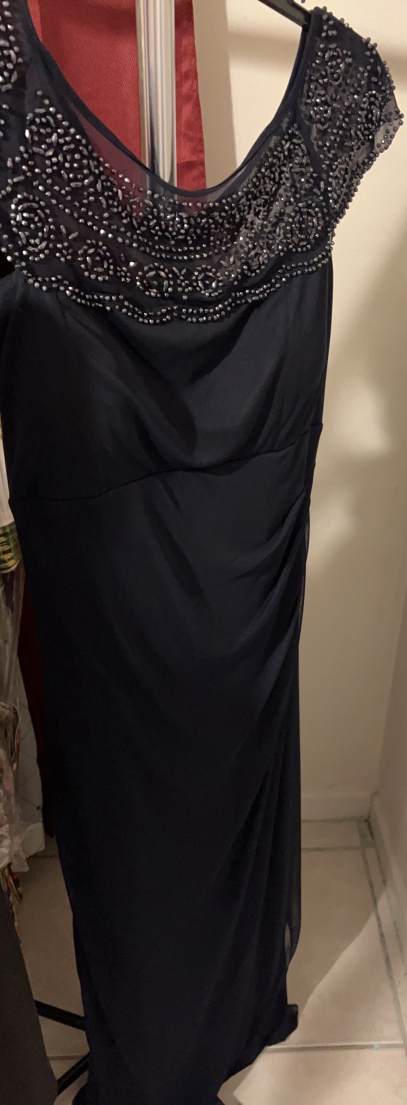 Size 10 Navy Blue Floor Length Maxi on Queenly