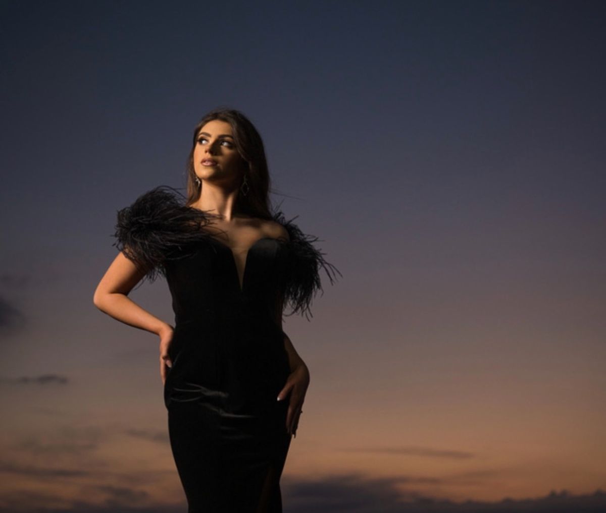 Johnathan Kayne Size 0 Velvet Black Side Slit Dress on Queenly