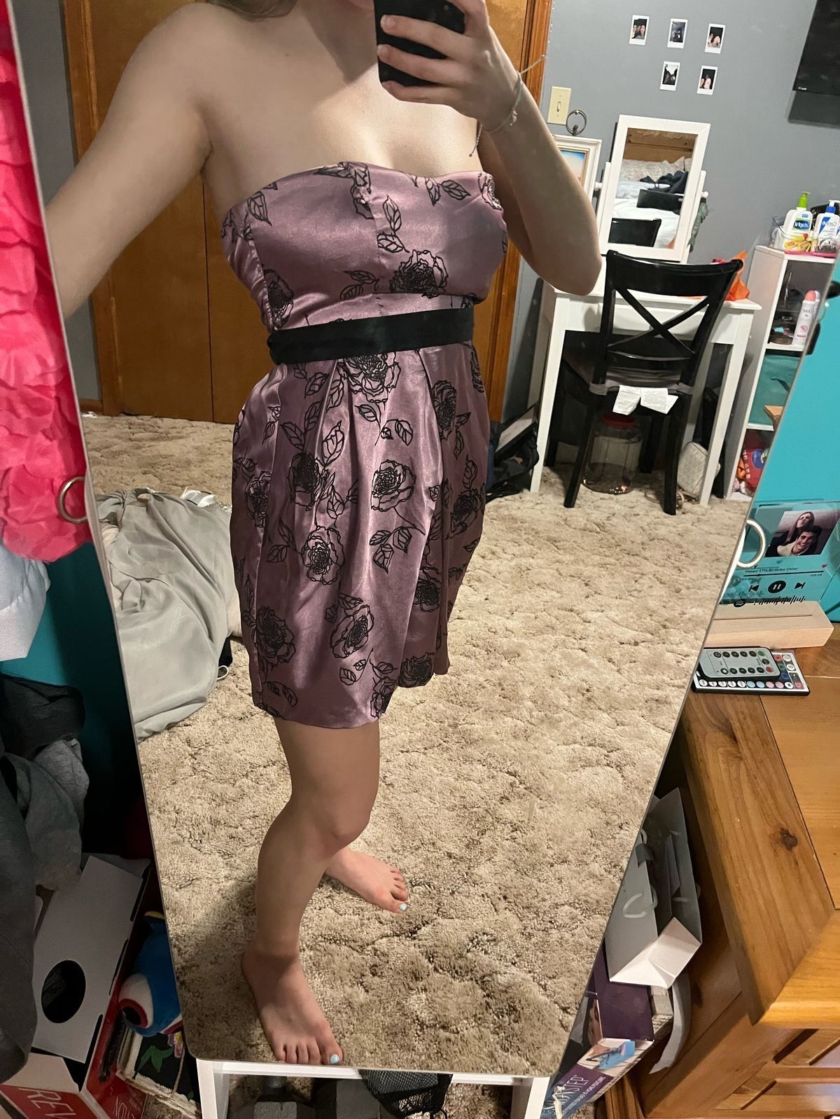 Size 2 Homecoming Strapless Purple Cocktail Dress on Queenly