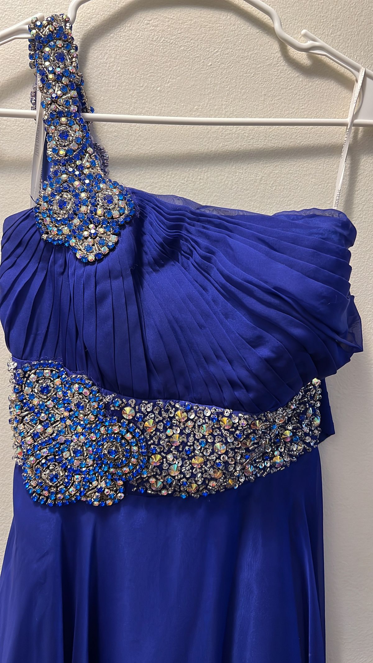 Sherri Hill Size 6 Prom One Shoulder Sequined Royal Blue A-line Dress on Queenly