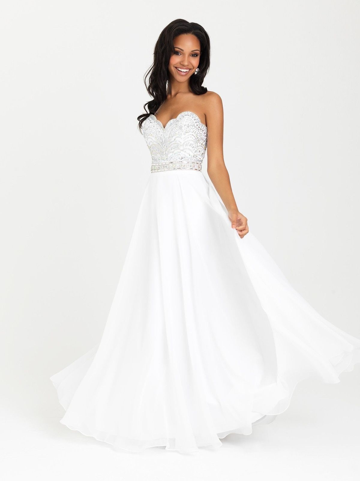 Madison James Size 6 White Ball Gown on Queenly