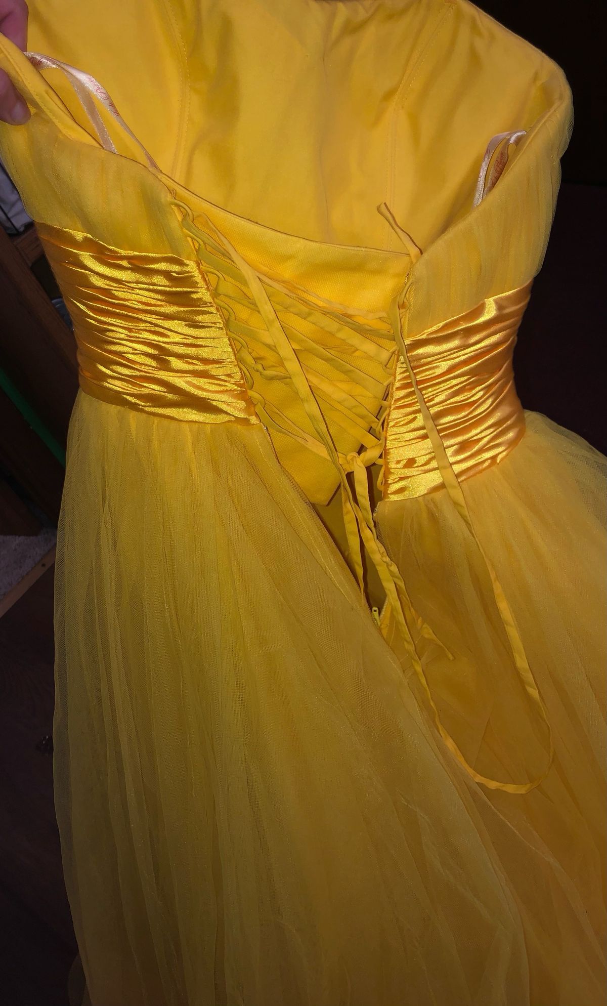 joli prom Size 0 Prom Strapless Yellow Ball Gown on Queenly