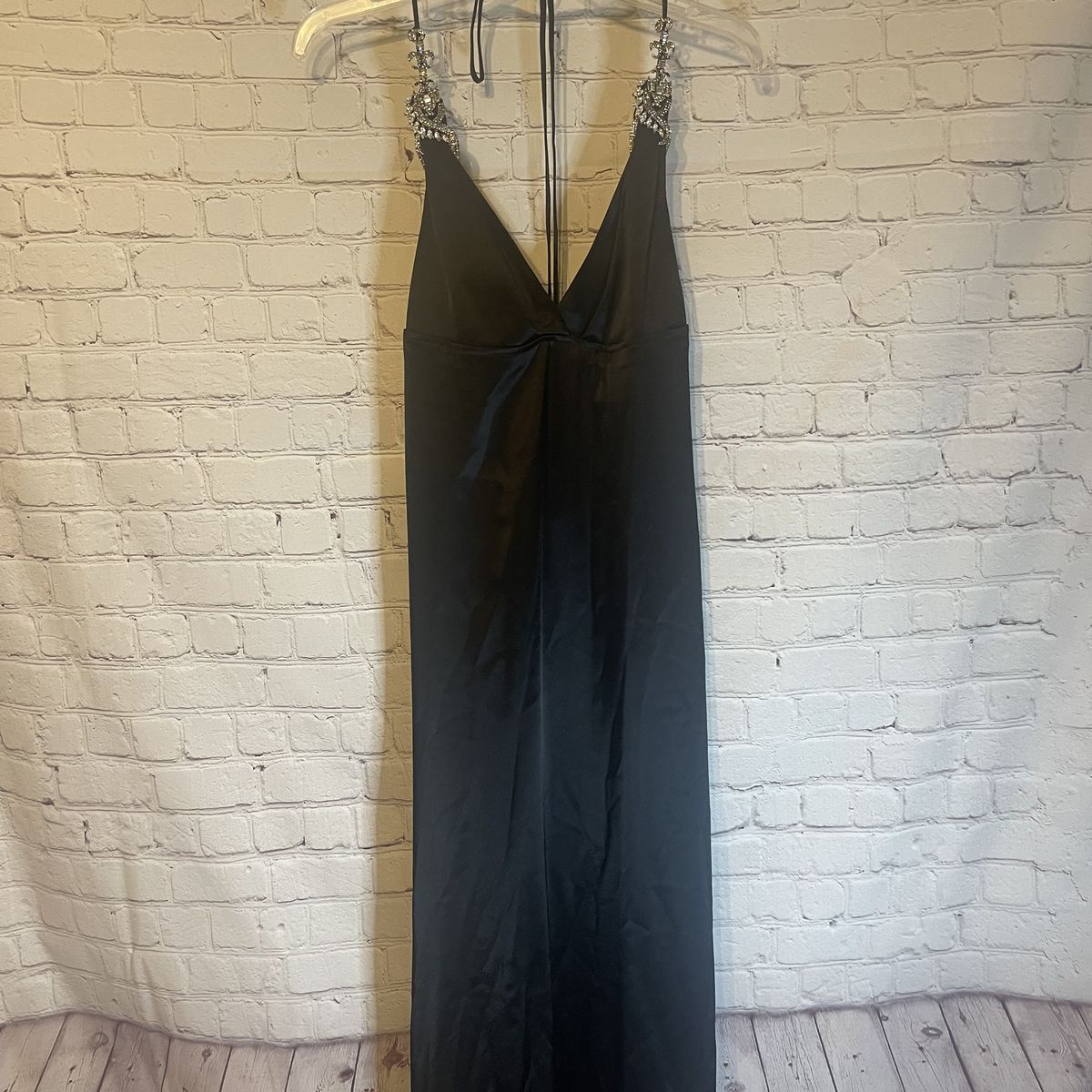 B’zar Size 6 Satin Black A-line Dress on Queenly