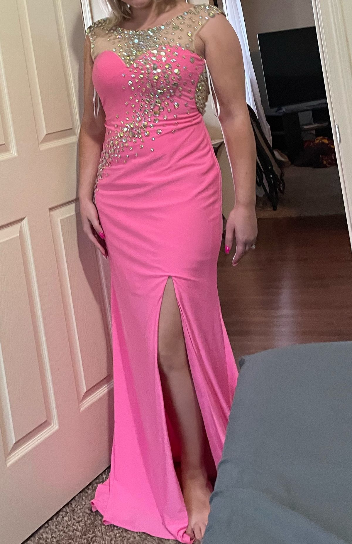 Size 10 Prom Pink Floor Length Maxi on Queenly