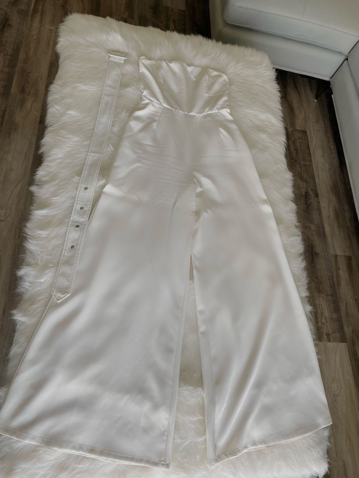 Size 4 Prom White Formal Jumpsuit on Queenly