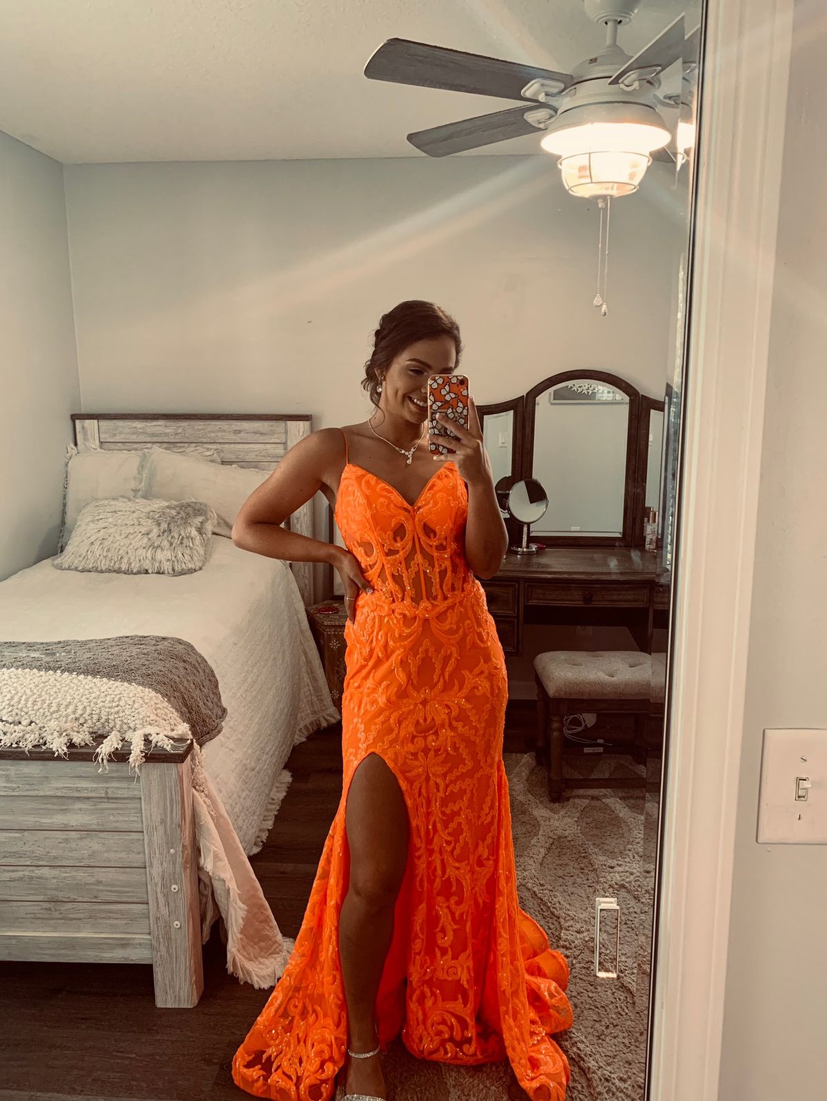 Ava Presley Size 10 Prom Orange Side Slit Dress on Queenly