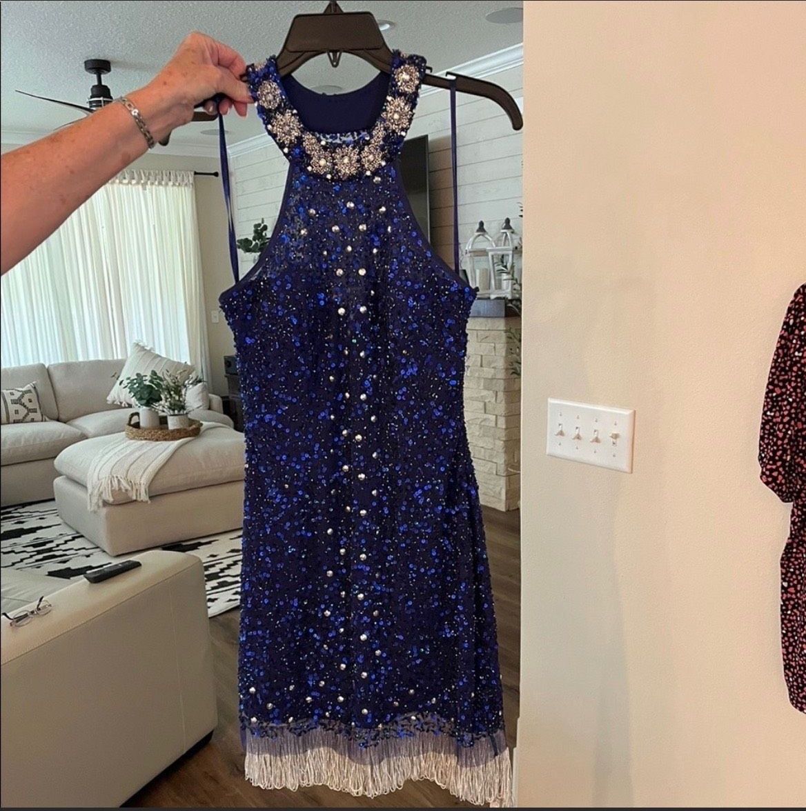 Mori Lee Size 6 Prom Blue Cocktail Dress on Queenly
