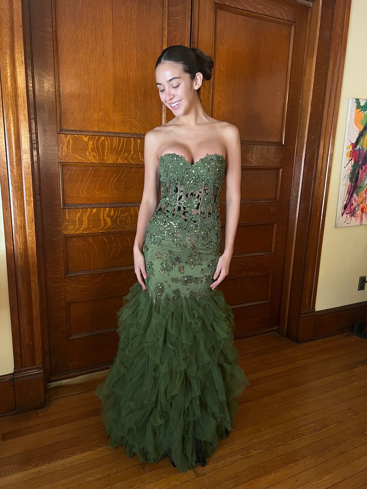 Jovani Size 2 Prom Green Mermaid Dress on Queenly