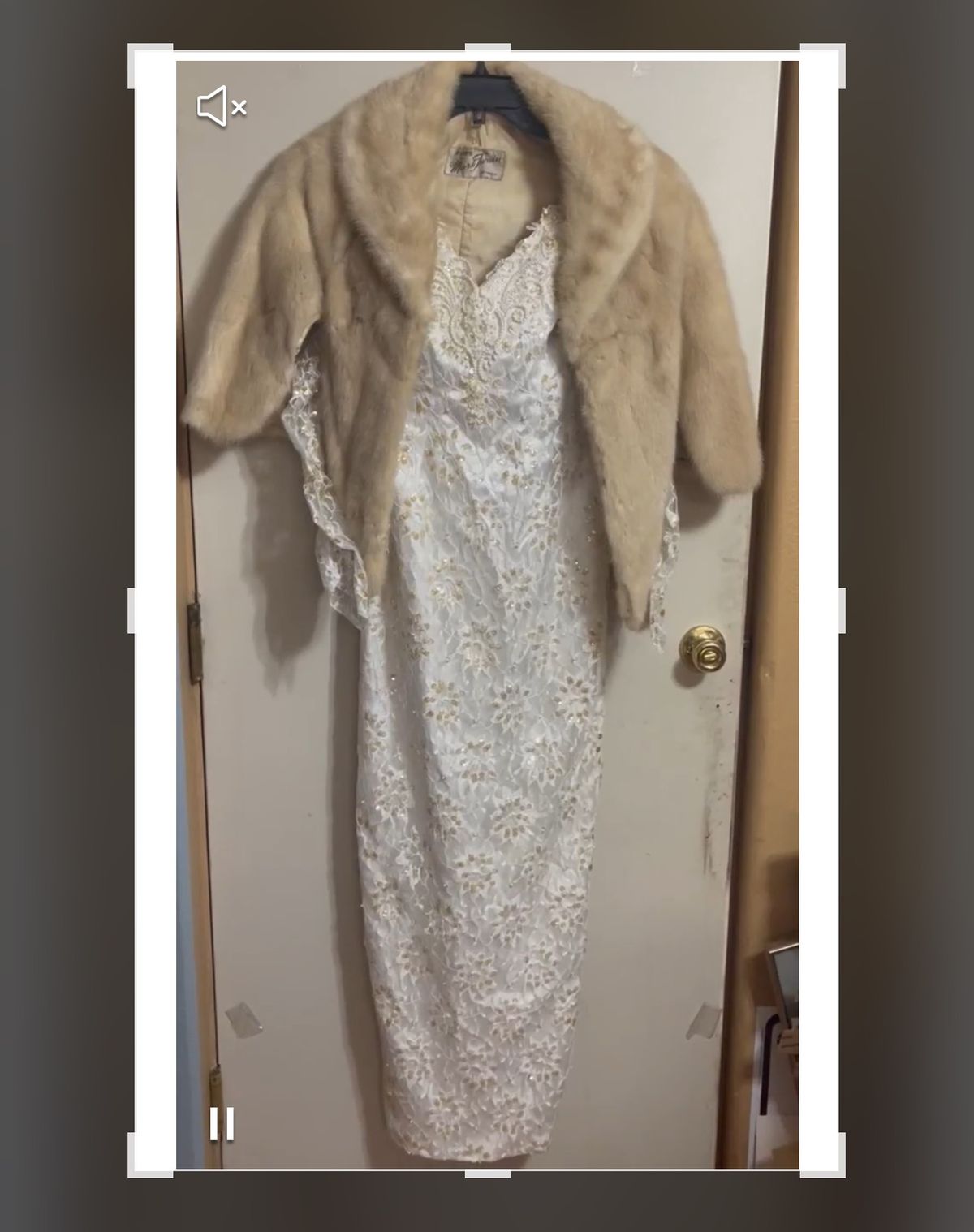 Marys Original Size 12 Long Sleeve Sequined White Floor Length Maxi on Queenly