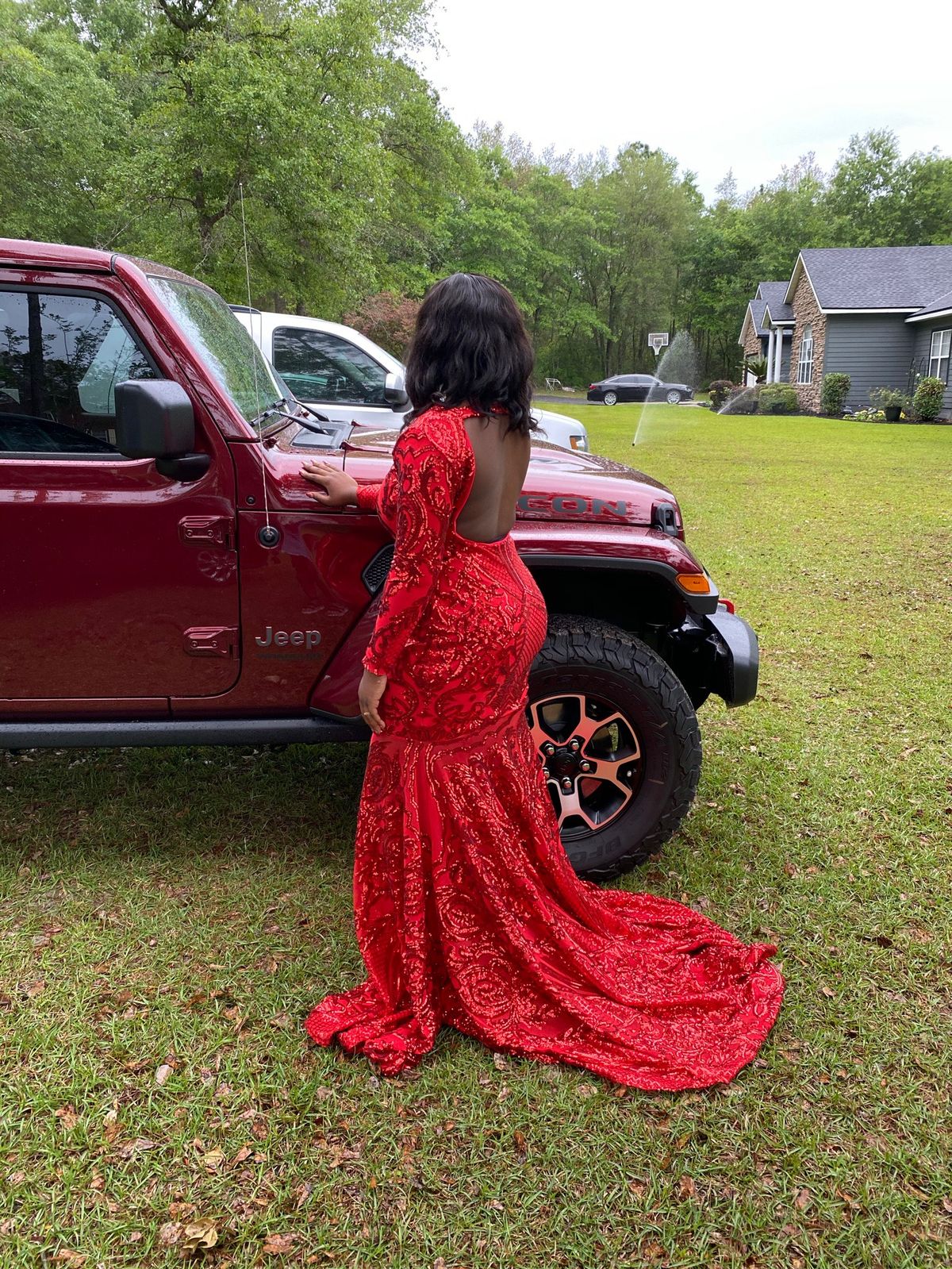 Size 14 Prom Red Dress With Train on Queenly