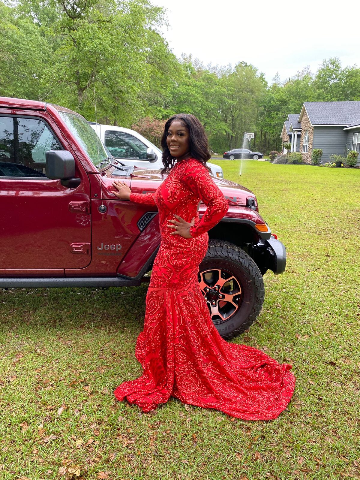 Size 14 Prom Red Dress With Train on Queenly