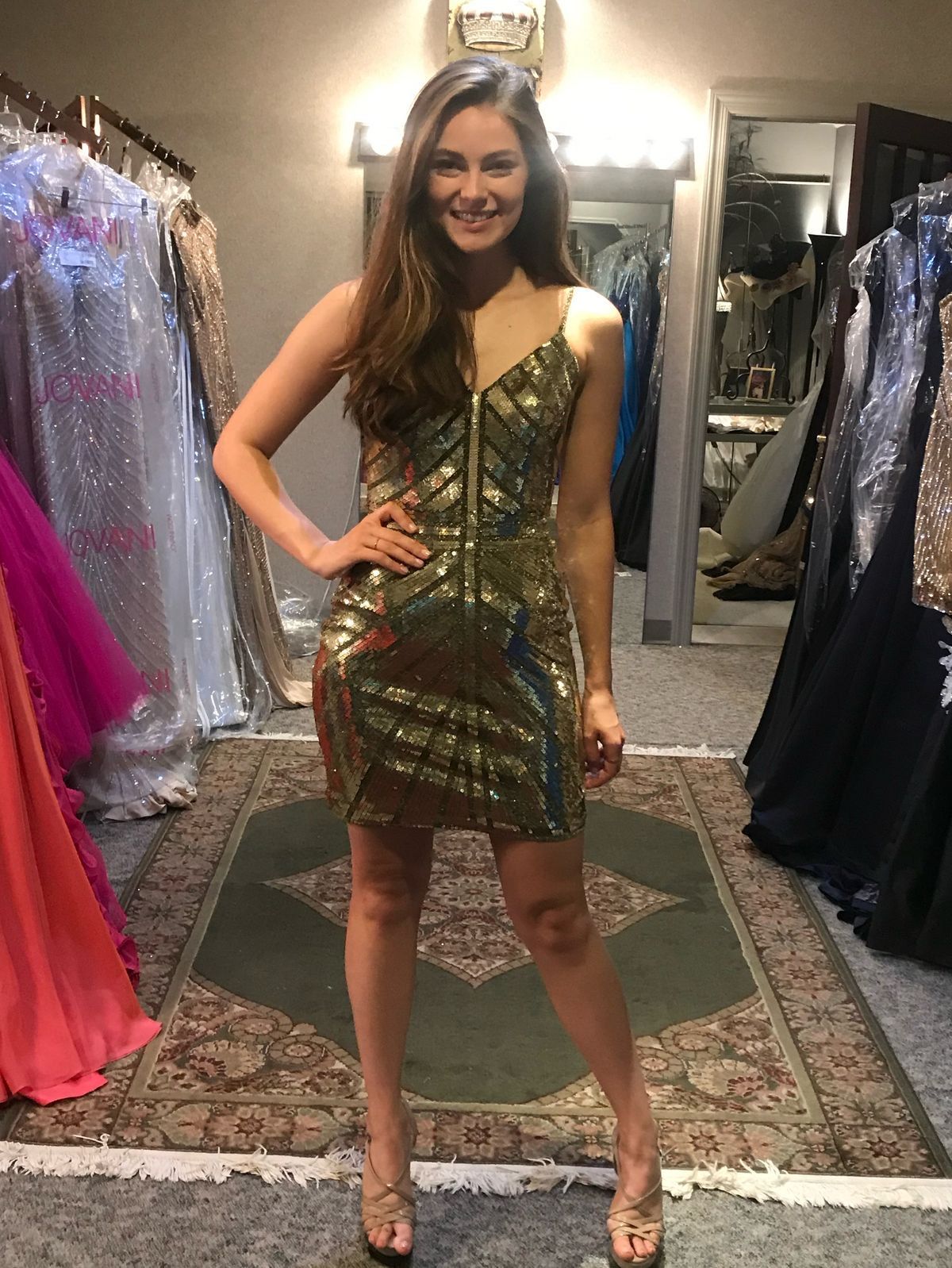 Jovani Size 2 Homecoming Gold Cocktail Dress on Queenly