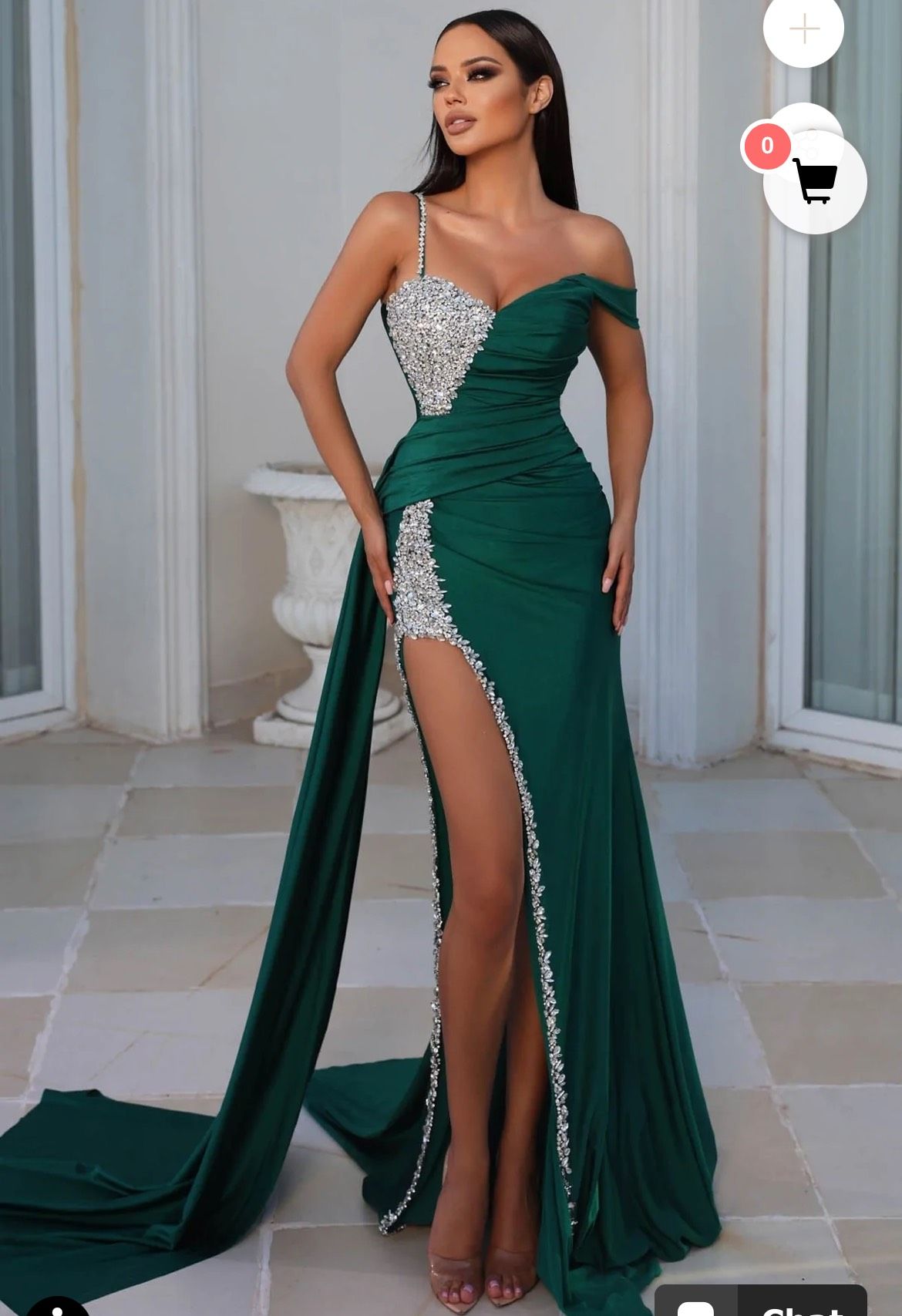Portia and Scarlett Size 2 Prom Sequined Green Side Slit Dress on Queenly