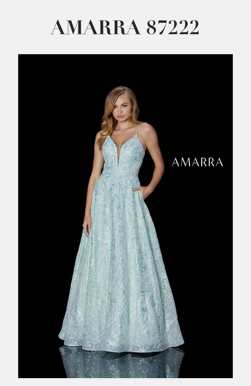 Amarra Size 0 Prom Blue Ball Gown on Queenly