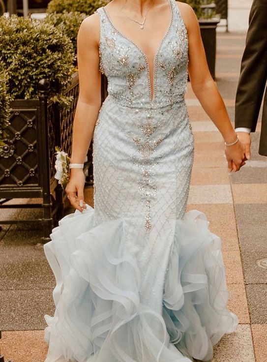 Rachel Allan Size 2 Prom Blue Mermaid Dress on Queenly