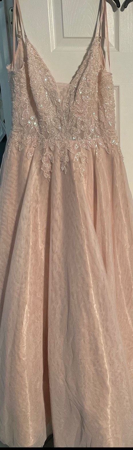 Size 10 Wedding Sequined Light Pink Ball Gown on Queenly