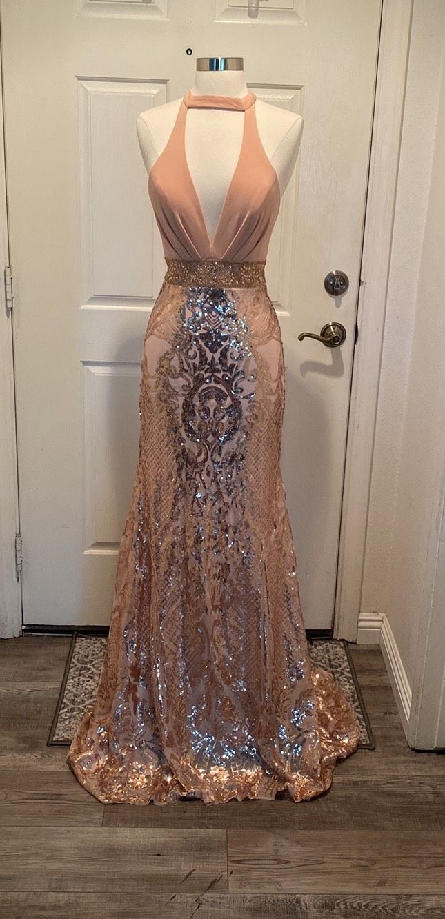 Size 4 Prom Rose Gold Mermaid Dress on Queenly