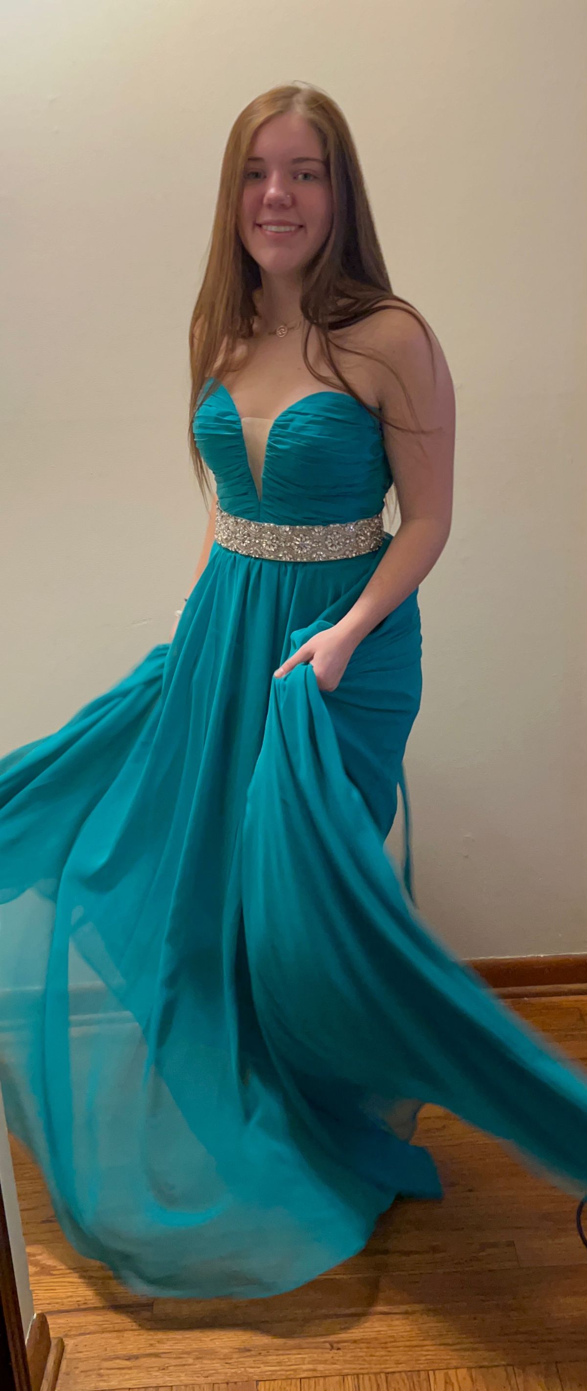 Faviana Size 2 Prom Green A-line Dress on Queenly