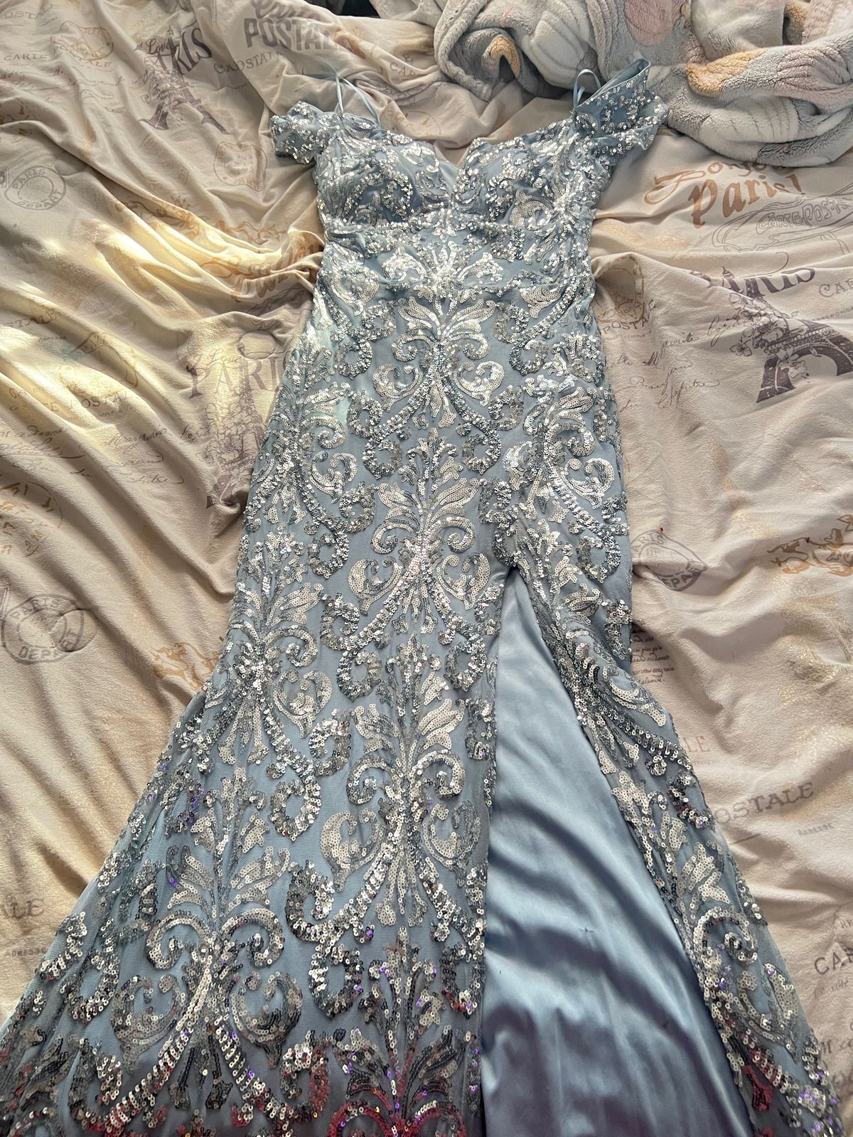 Size 4 Blue Side Slit Dress on Queenly