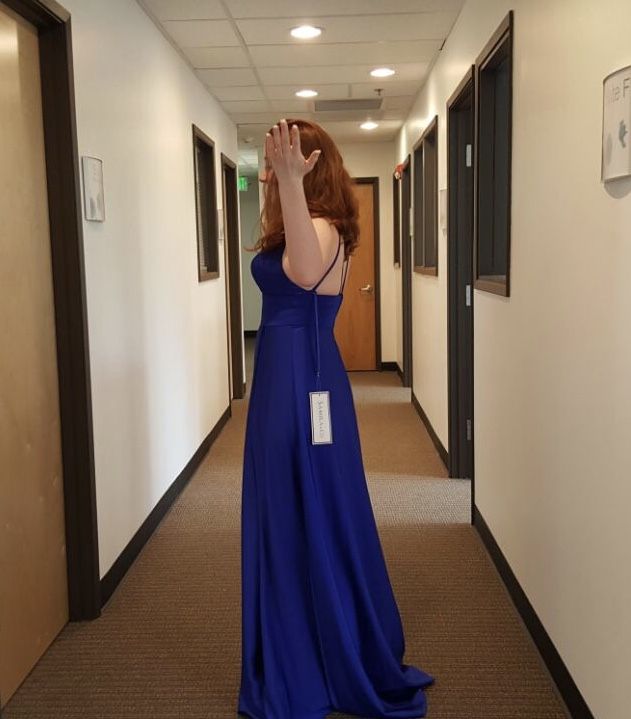 Samila’s Size 4 Prom Royal Blue Side Slit Dress on Queenly