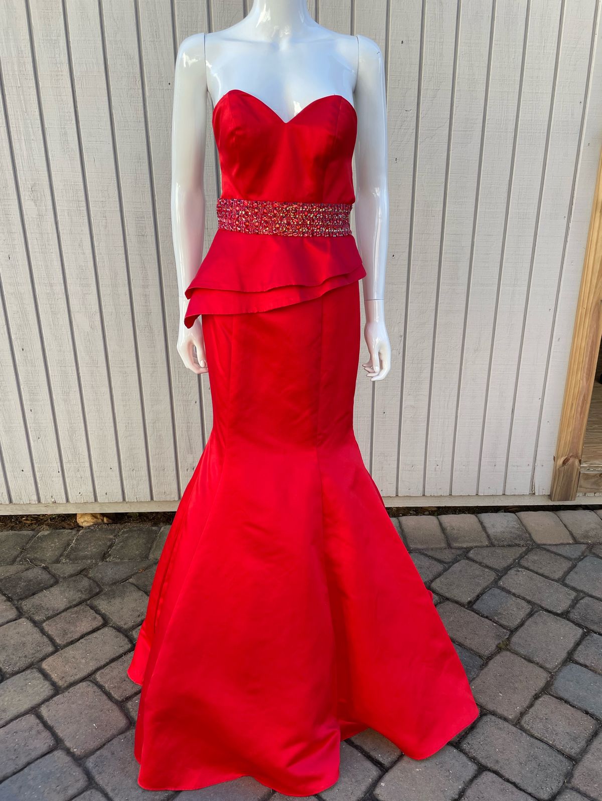 Rachel Allan Size 4 Prom Red Mermaid Dress on Queenly
