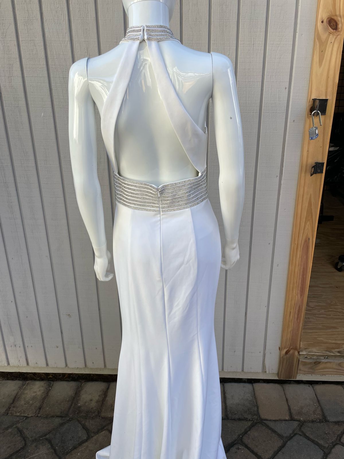 Jasz Couture Size 4 High Neck White Floor Length Maxi on Queenly