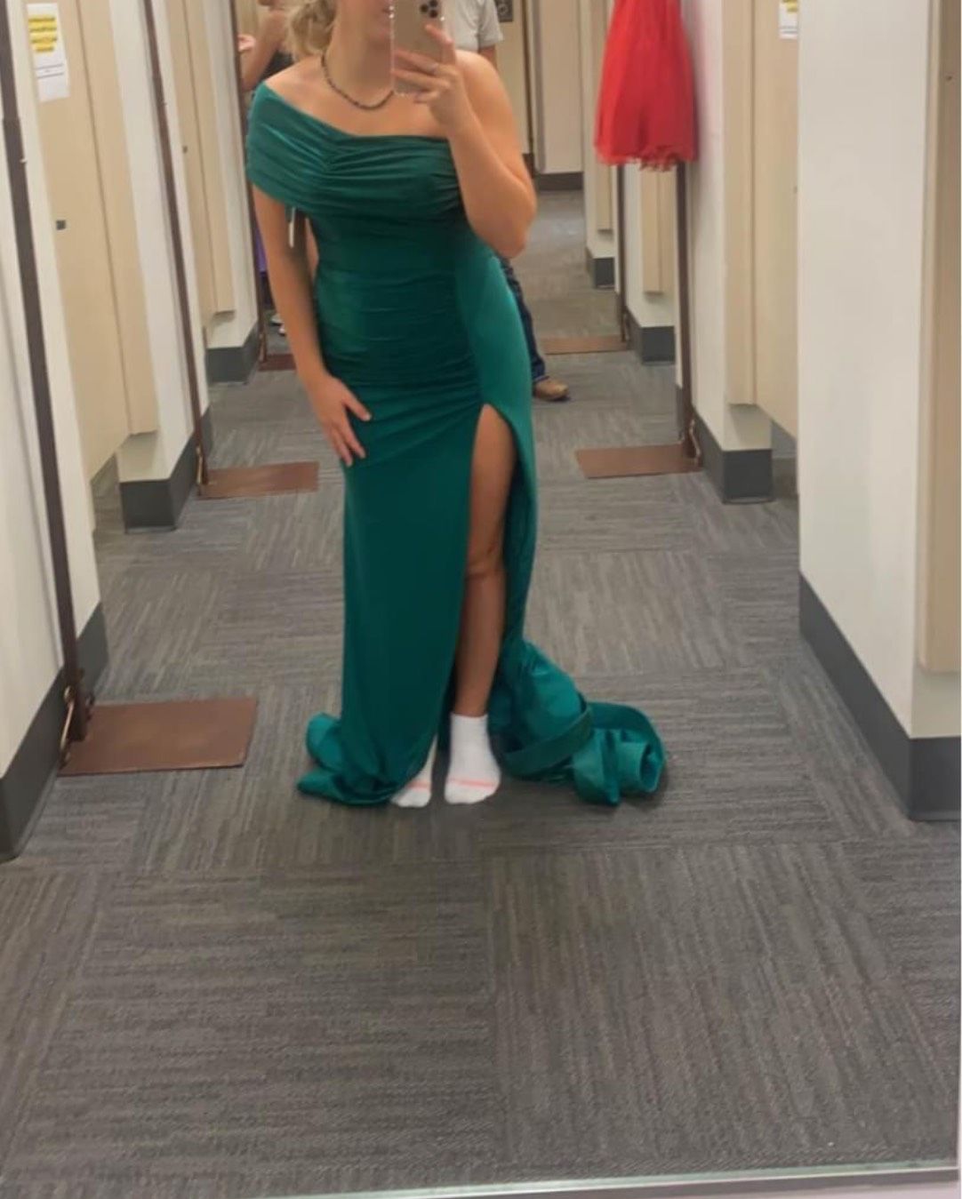 Size 6 Pageant Green Side Slit Dress on Queenly